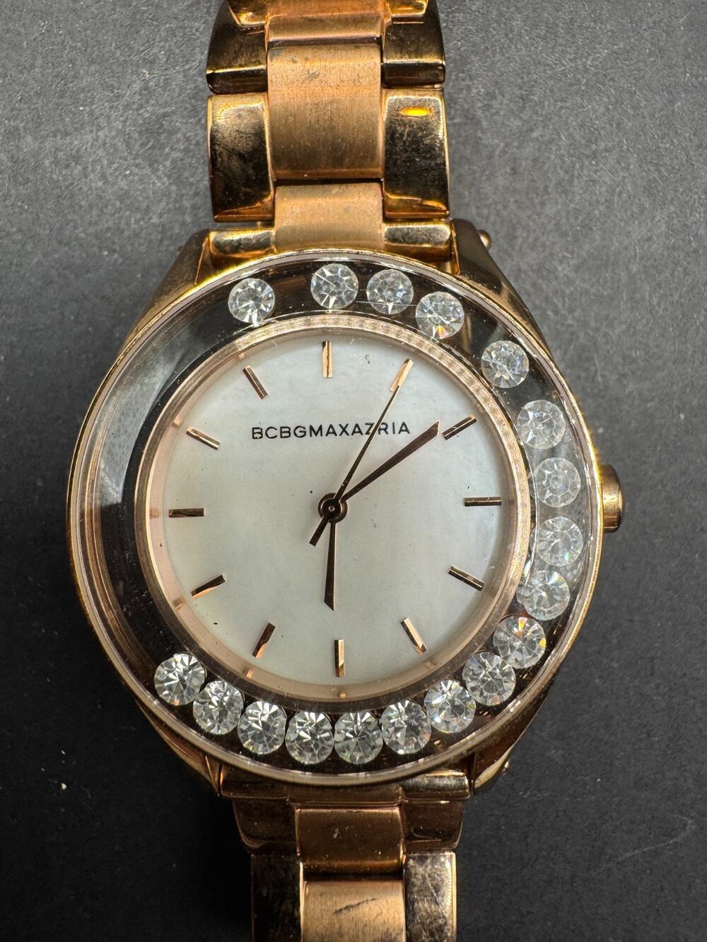 BCBGMAXAZRIA BG8305 Floating Stone Goldtone Stainless Steel Bracelet Women Watch